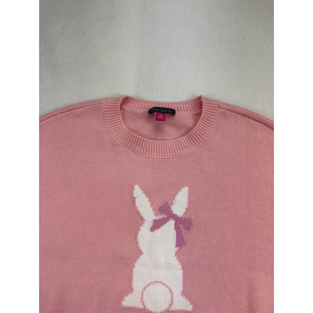 Vince Camuto Pink Bunny Crewneck Sweater Size M - Picture 6 of 11